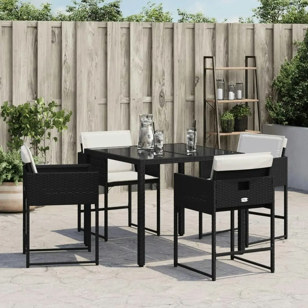 Garden Chairs with Cushions 4 pcs Black Poly Rattan 365000