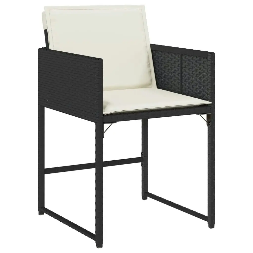 Garden Chairs with Cushions 4 pcs Black Poly Rattan 365000