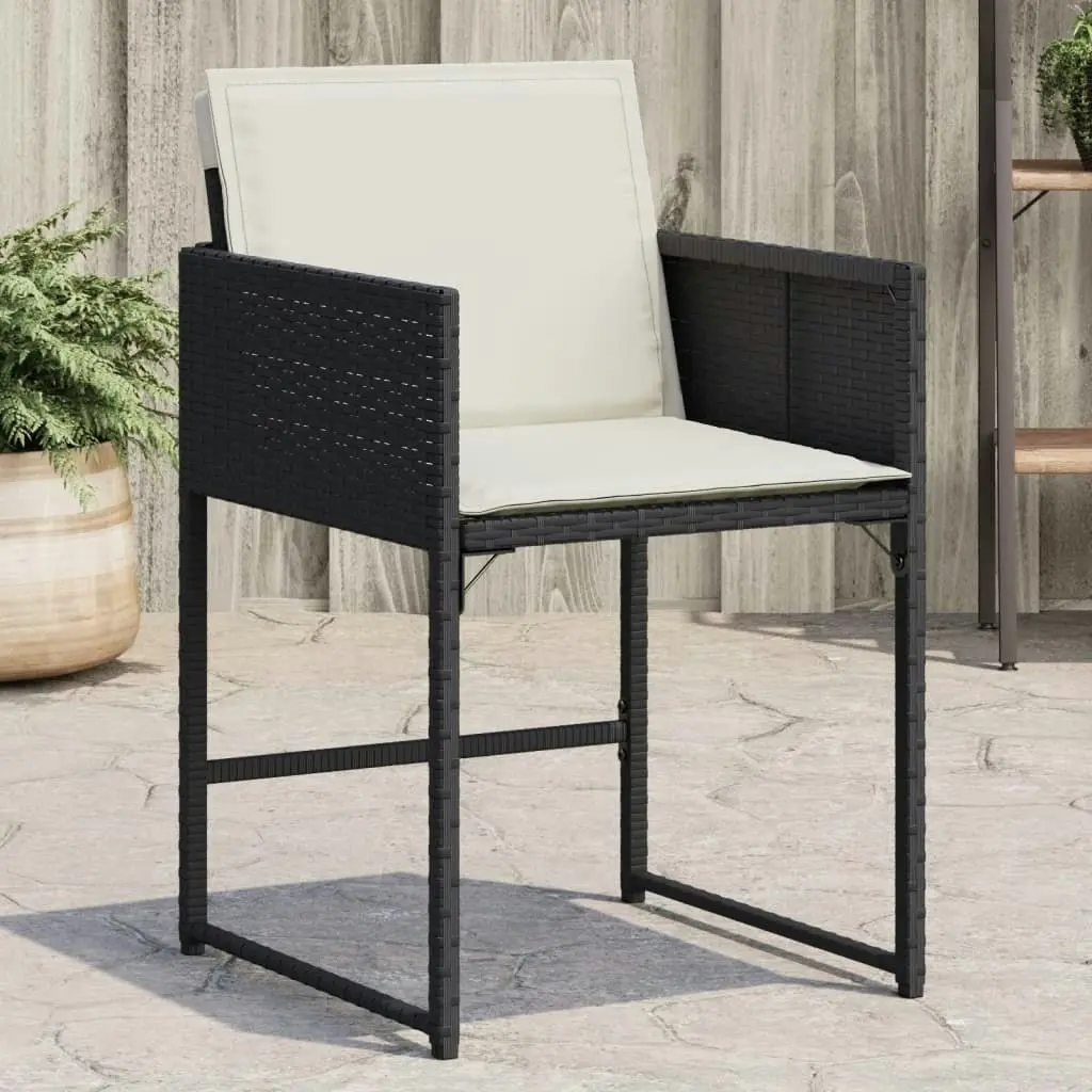 Garden Chairs with Cushions 4 pcs Black Poly Rattan 365000