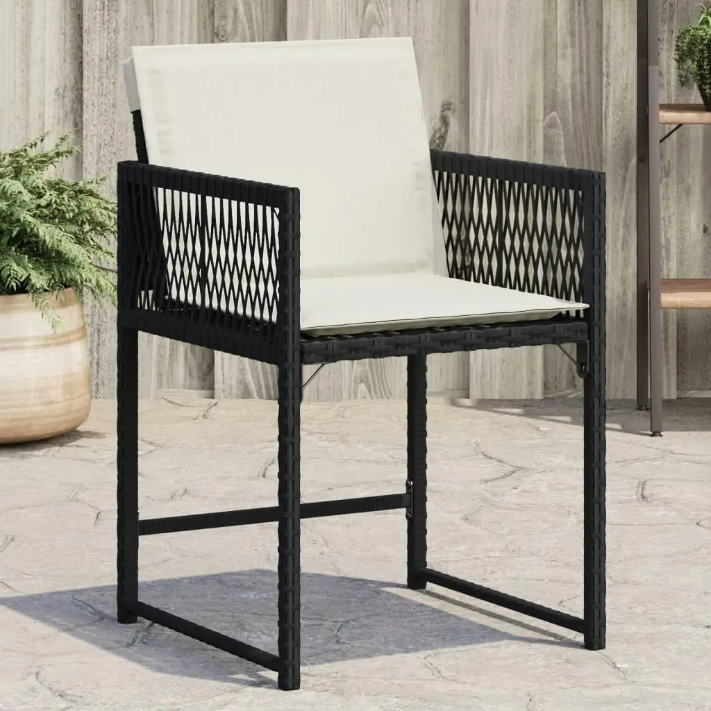 Garden Chairs with Cushions 4 pcs Black Poly Rattan 365017