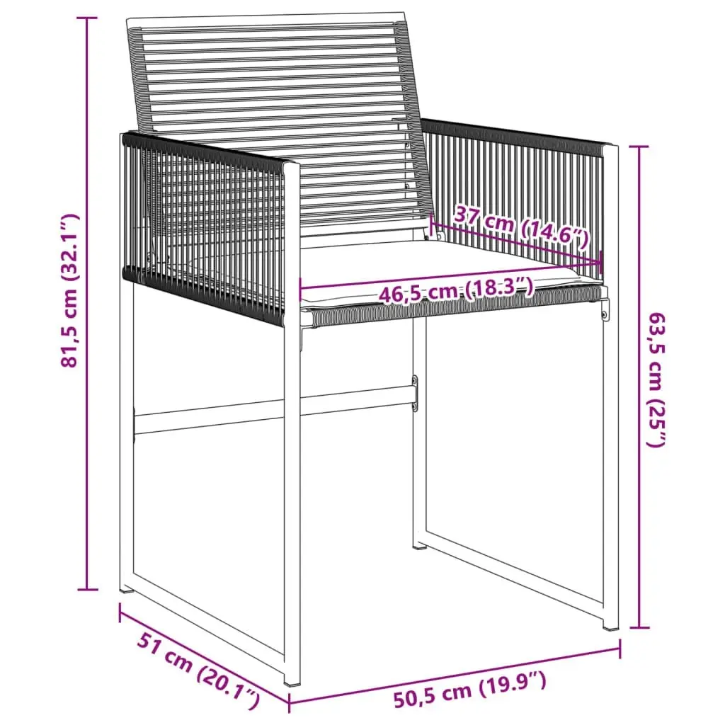 Garden Chairs with Cushions 4 pcs Black Poly Rattan 4008575