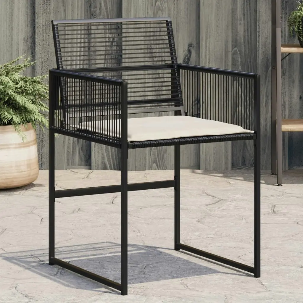 Garden Chairs with Cushions 4 pcs Black Poly Rattan 4008575