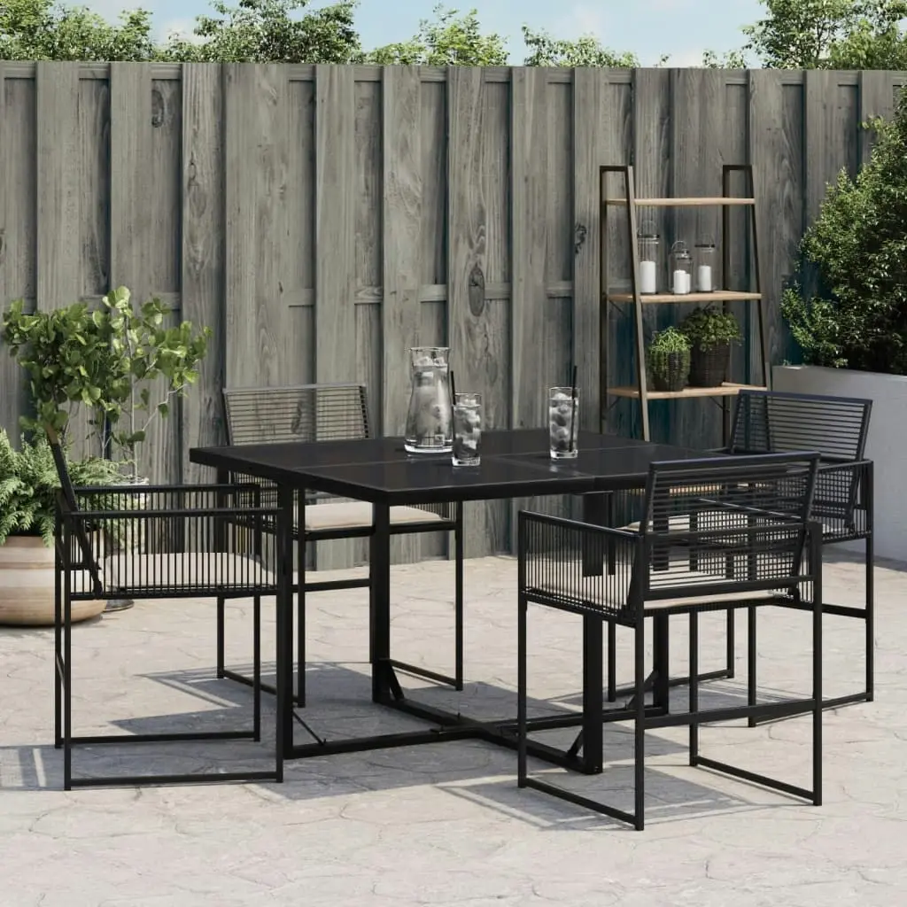 Garden Chairs with Cushions 4 pcs Black Poly Rattan 4008575