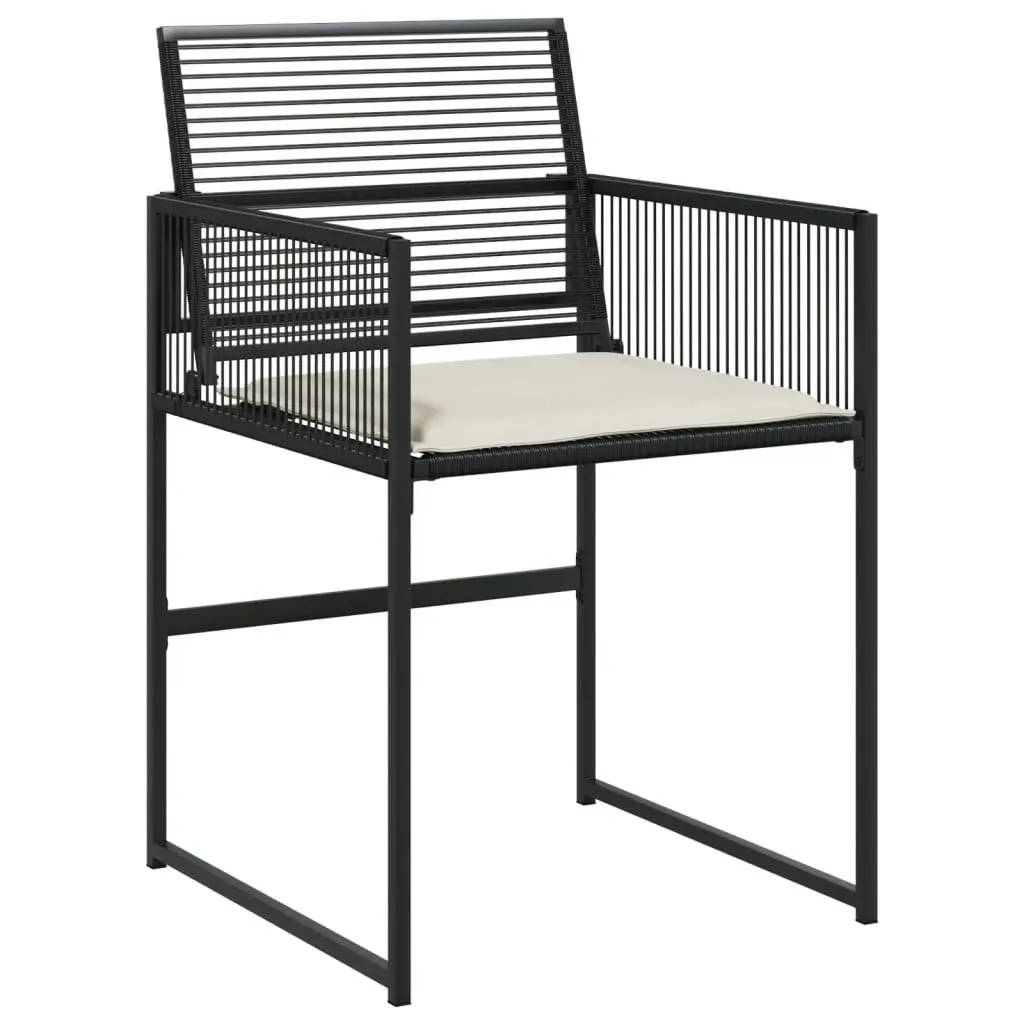 Garden Chairs with Cushions 4 pcs Black Poly Rattan 4008575