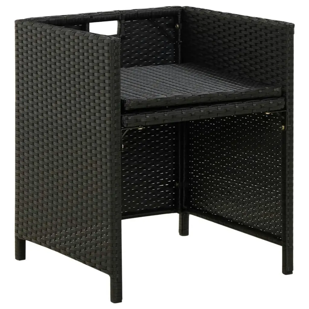 Garden Chairs with Cushions 4 pcs Poly Rattan Black 316746