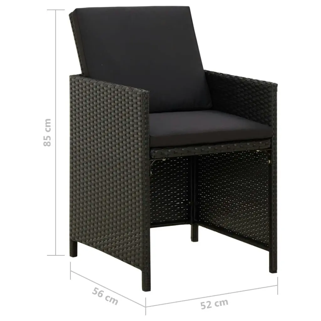 Garden Chairs with Cushions 4 pcs Poly Rattan Black 316746