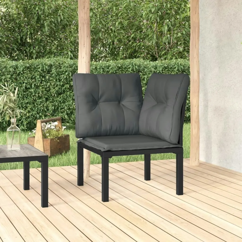 Garden Corner Chair with Cushions Black and Grey Poly Rattan 362797