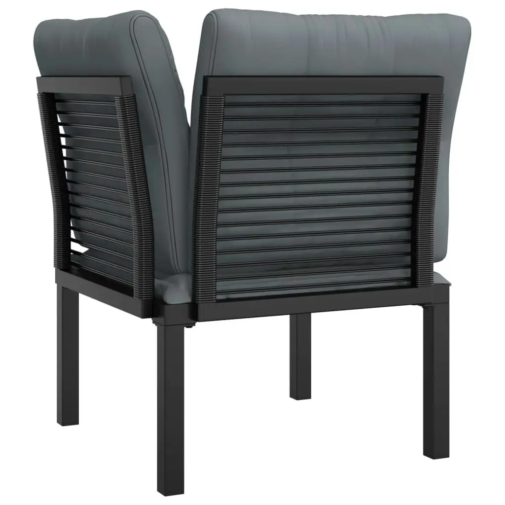 Garden Corner Chair with Cushions Black and Grey Poly Rattan 362797