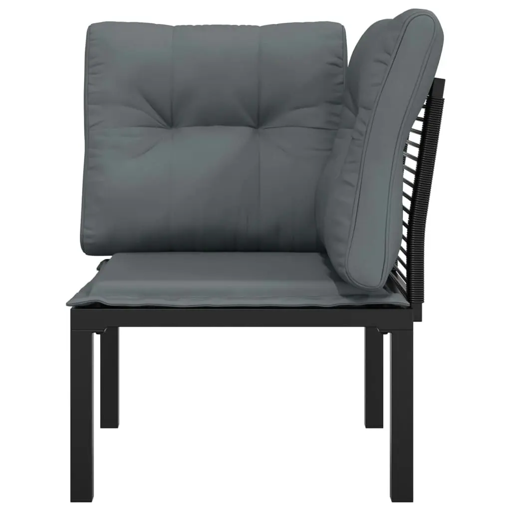 Garden Corner Chair with Cushions Black and Grey Poly Rattan 362797