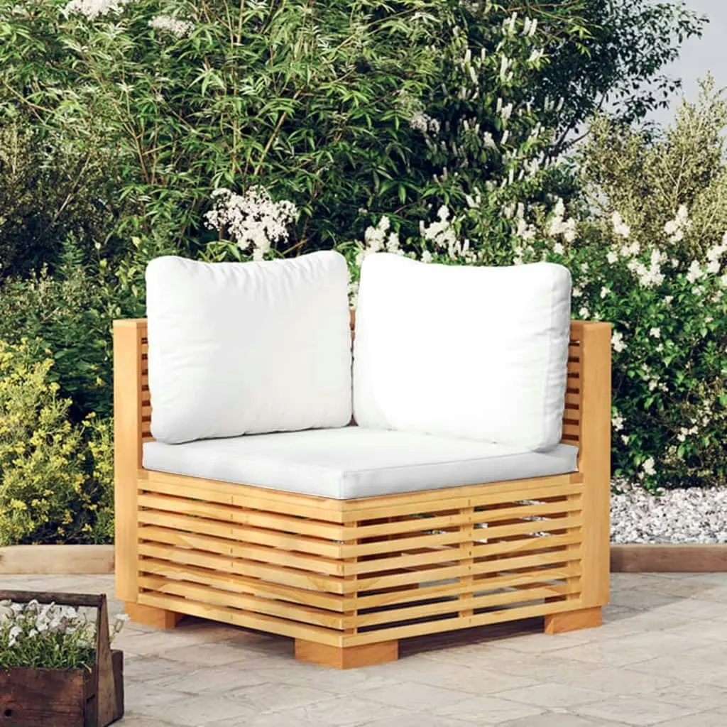 Garden Corner Sofa with Cream Cushions Solid Wood Teak 319157