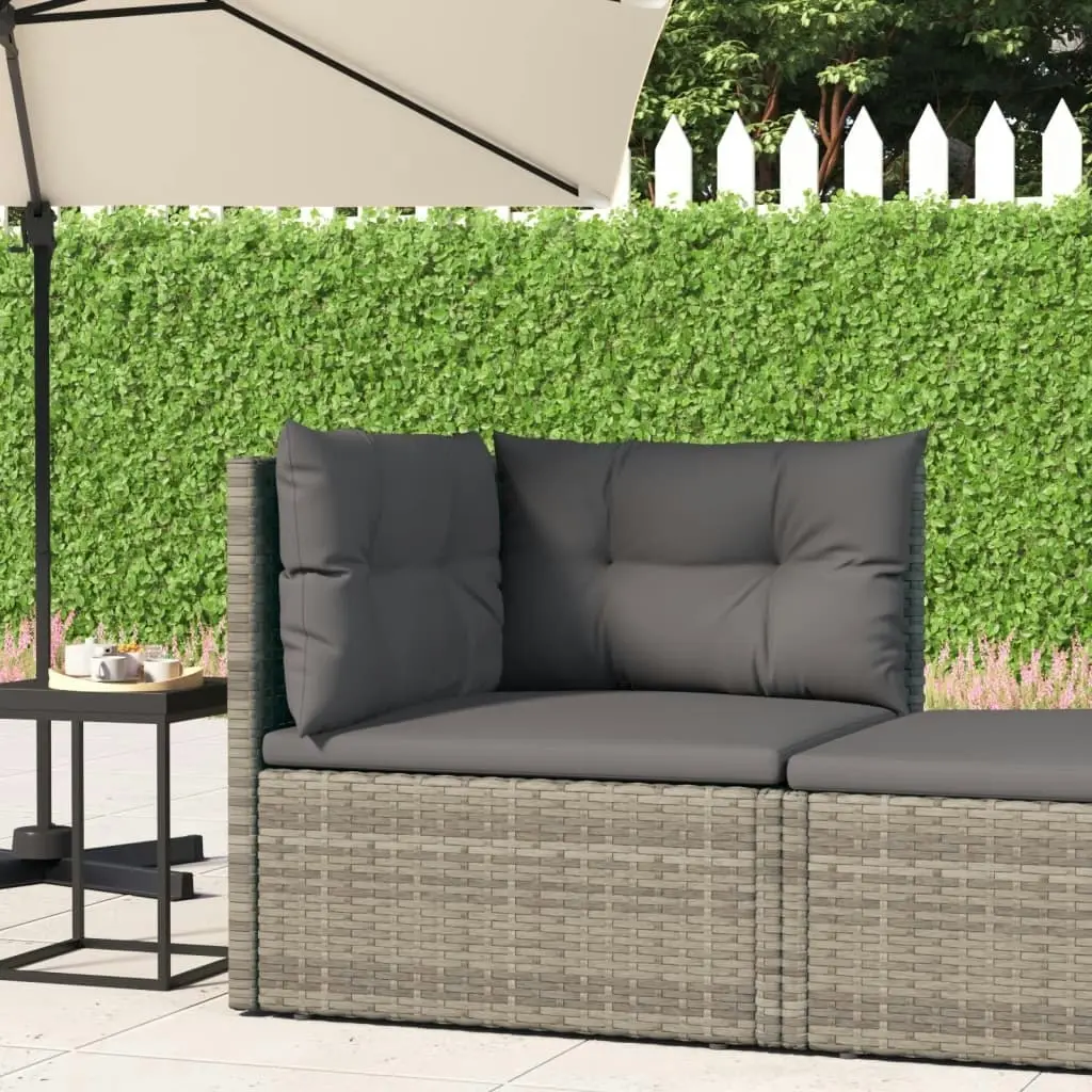 Garden Corner Sofa with Cushions Grey Poly Rattan 319600