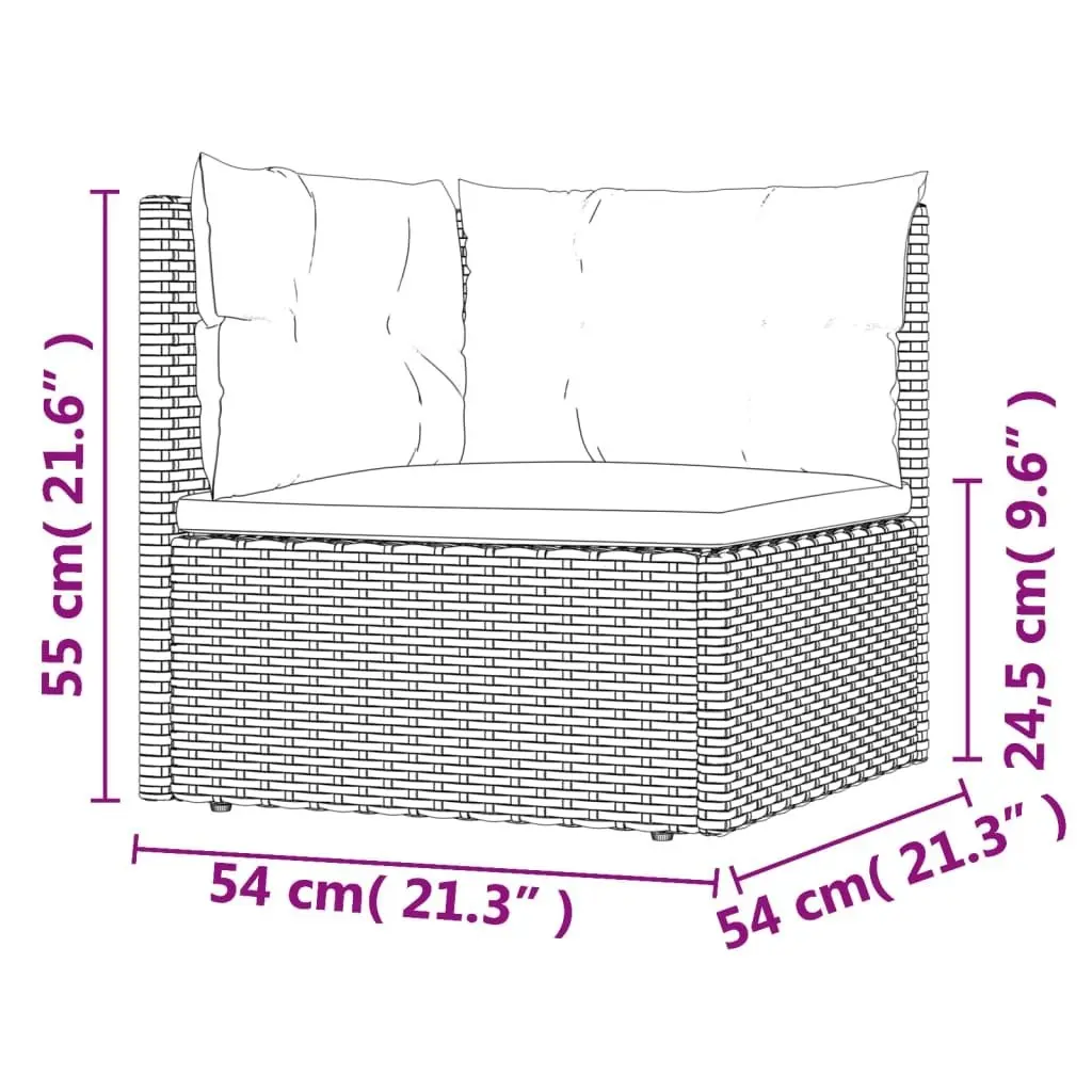 Garden Corner Sofa with Cushions Grey Poly Rattan 319600