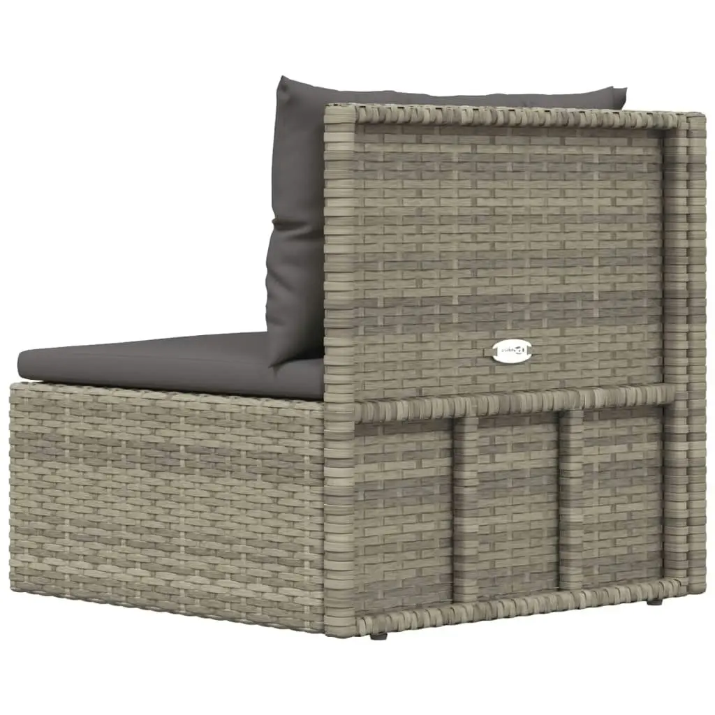 Garden Corner Sofa with Cushions Grey Poly Rattan 319600