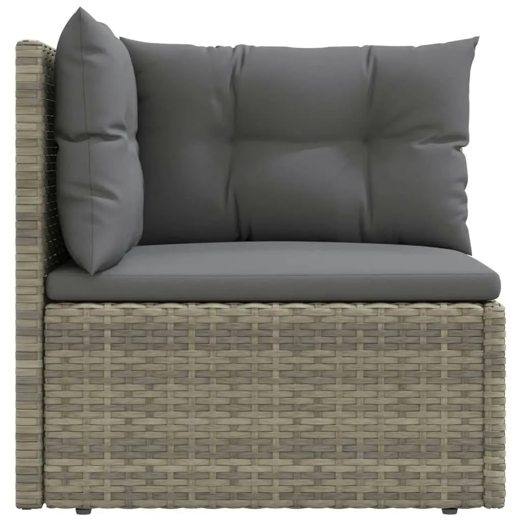 Garden Corner Sofa with Cushions Grey Poly Rattan 319600