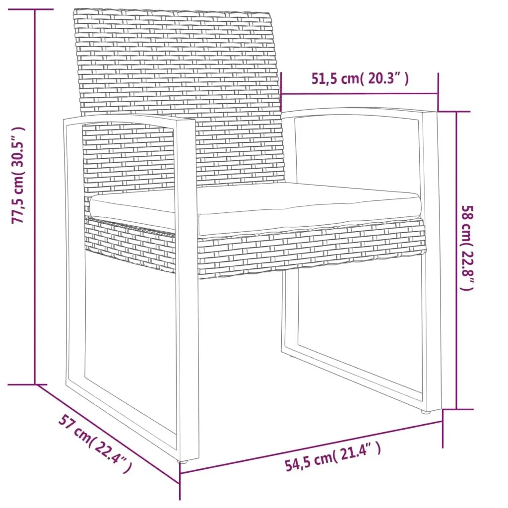 Garden Dining Chairs 2 pcs Brown PP Rattan 360204