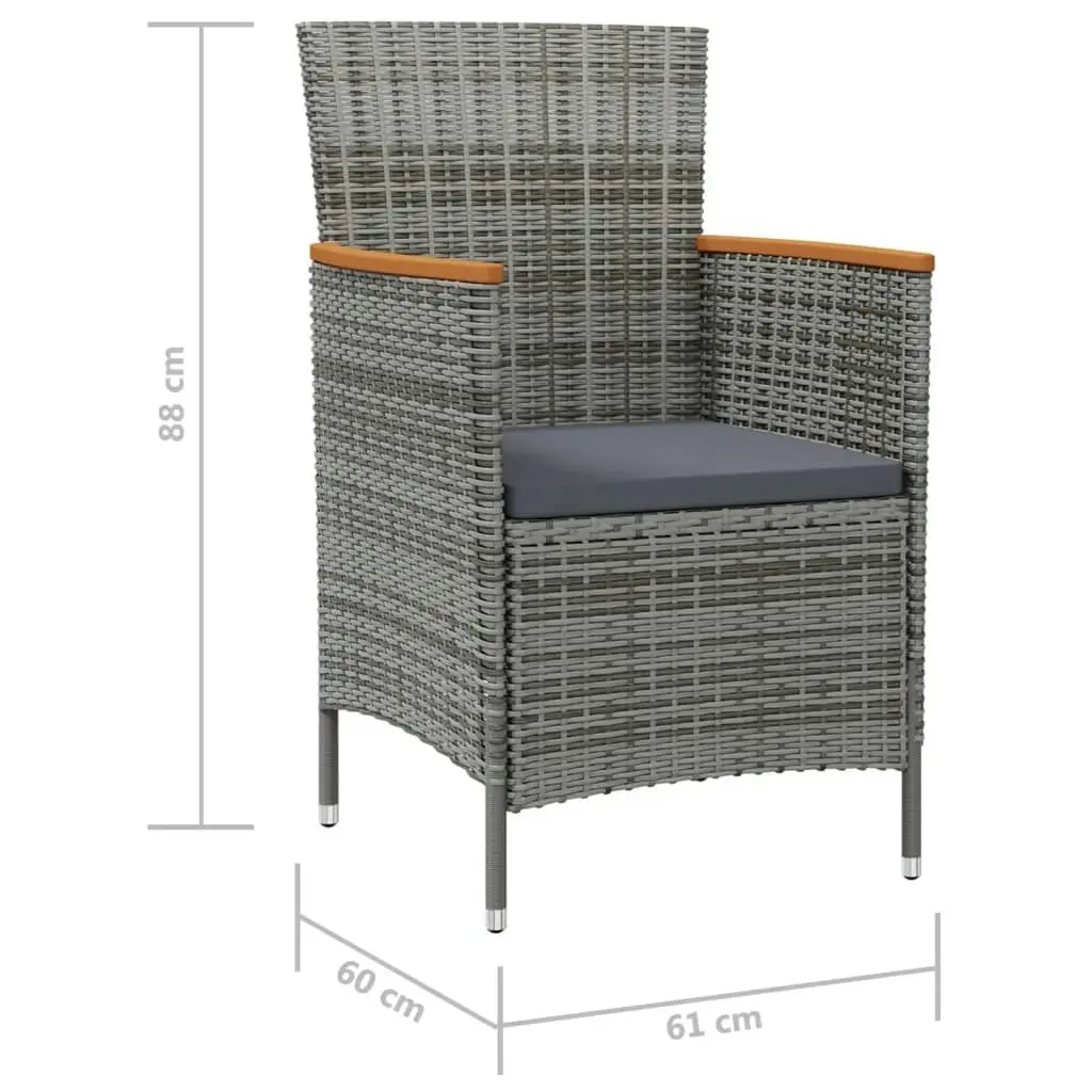 Garden Dining Chairs 2 pcs Poly Rattan Grey 316149