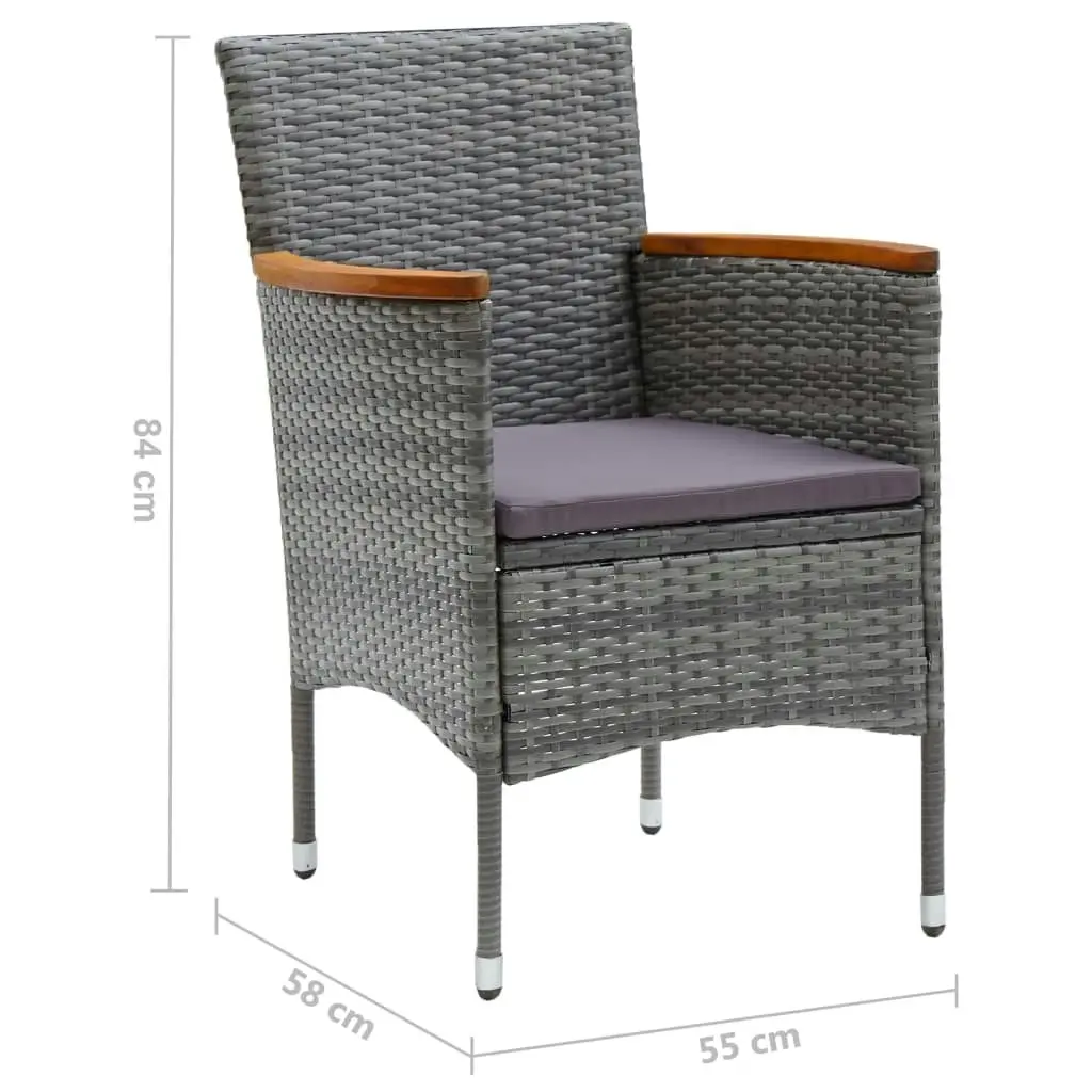 Garden Dining Chairs 4 pcs Poly Rattan Grey 310567