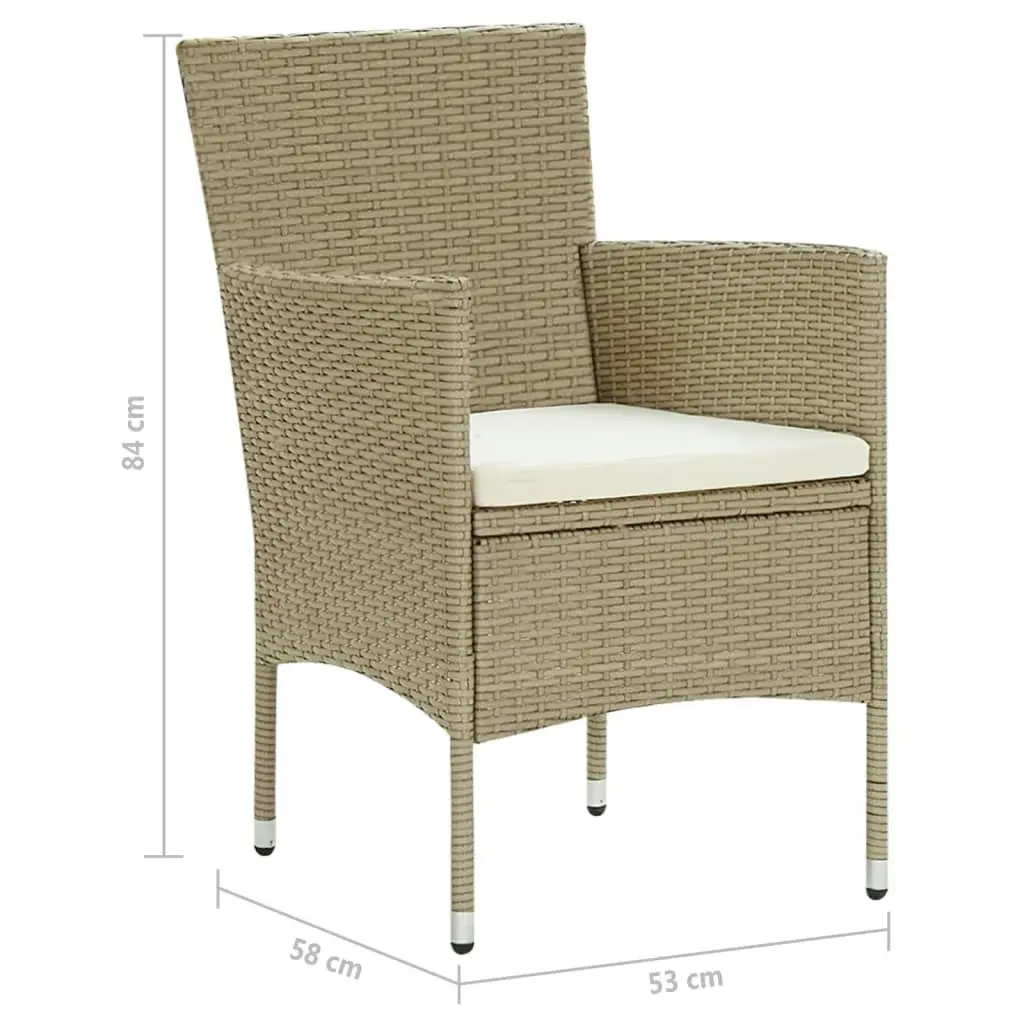 Garden Dining Chairs 4 pcs Poly Rattan Beige 310564