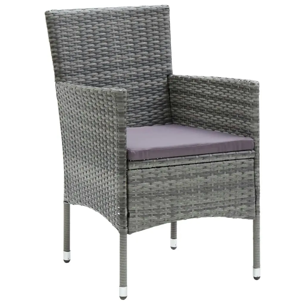 Garden Dining Chairs 4 pcs Poly Rattan Grey 310563