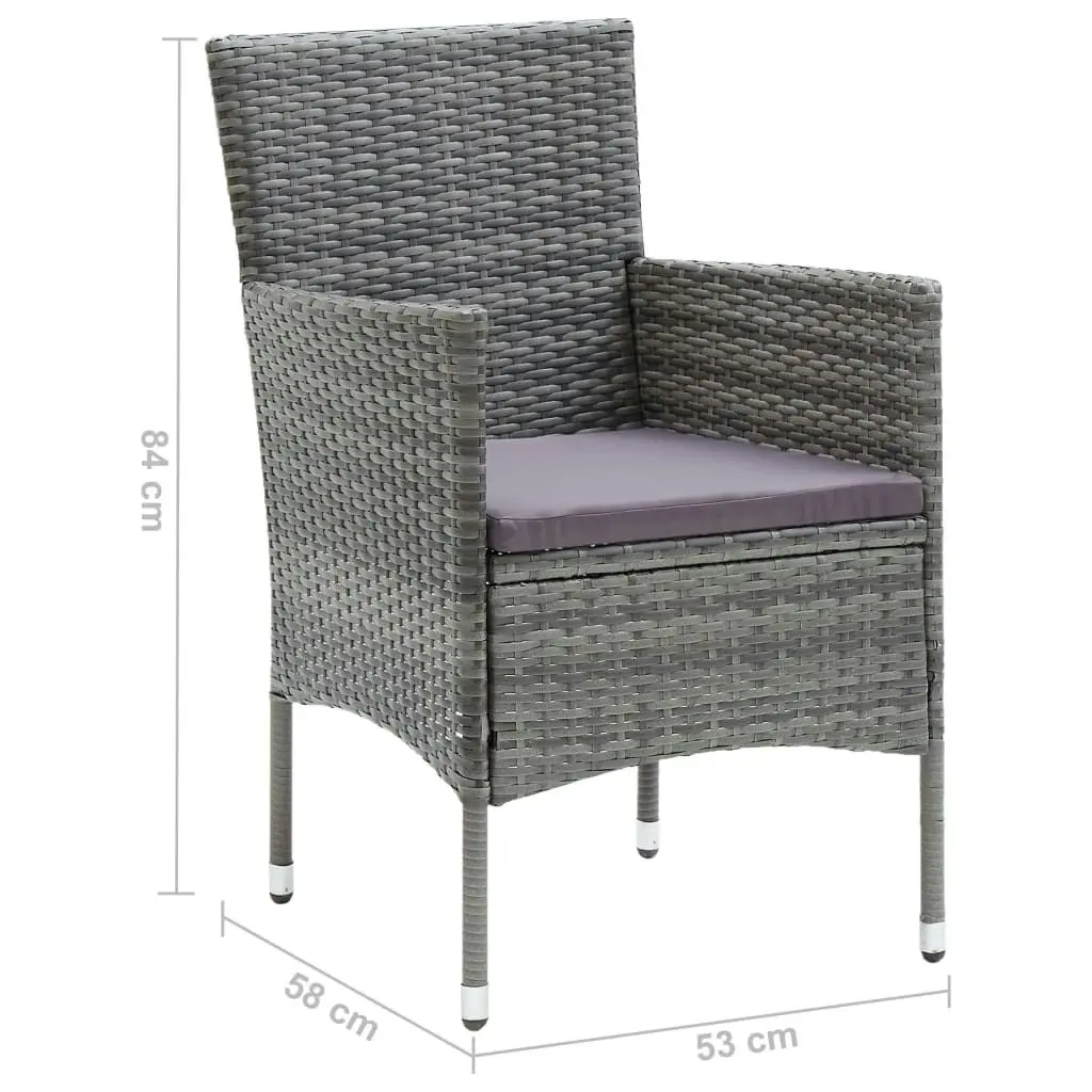 Garden Dining Chairs 4 pcs Poly Rattan Grey 310563