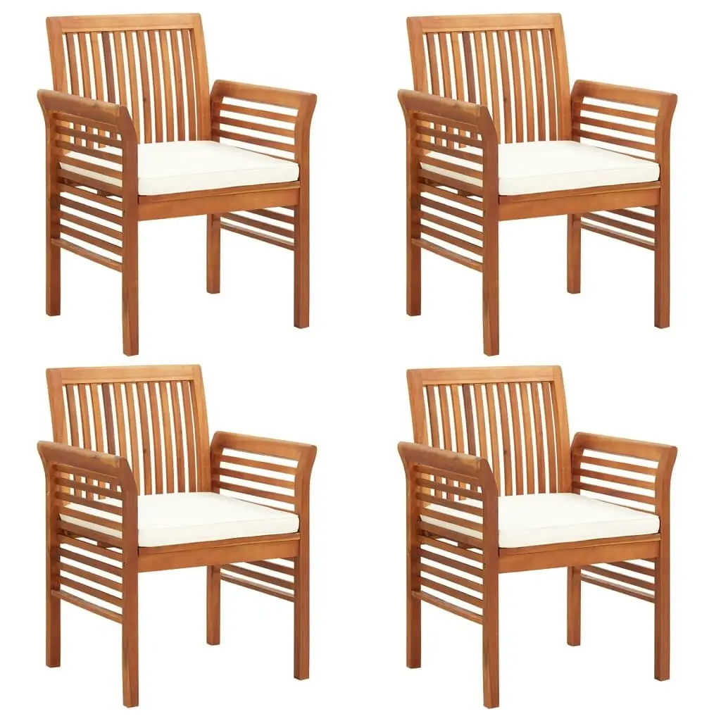 Garden Dining Chairs with Cushions 4 pcs Solid Wood Acacia 3120450