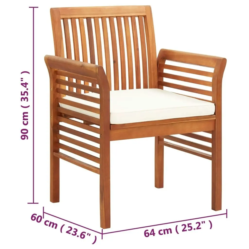 Garden Dining Chairs with Cushions 4 pcs Solid Wood Acacia 3120450