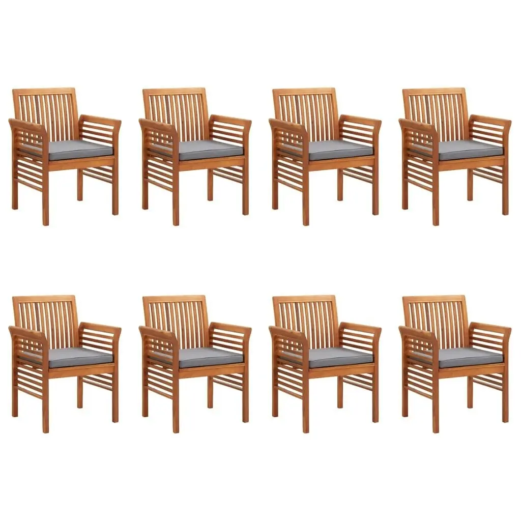 Garden Dining Chairs with Cushions 8 pcs Solid Wood Acacia 3120453