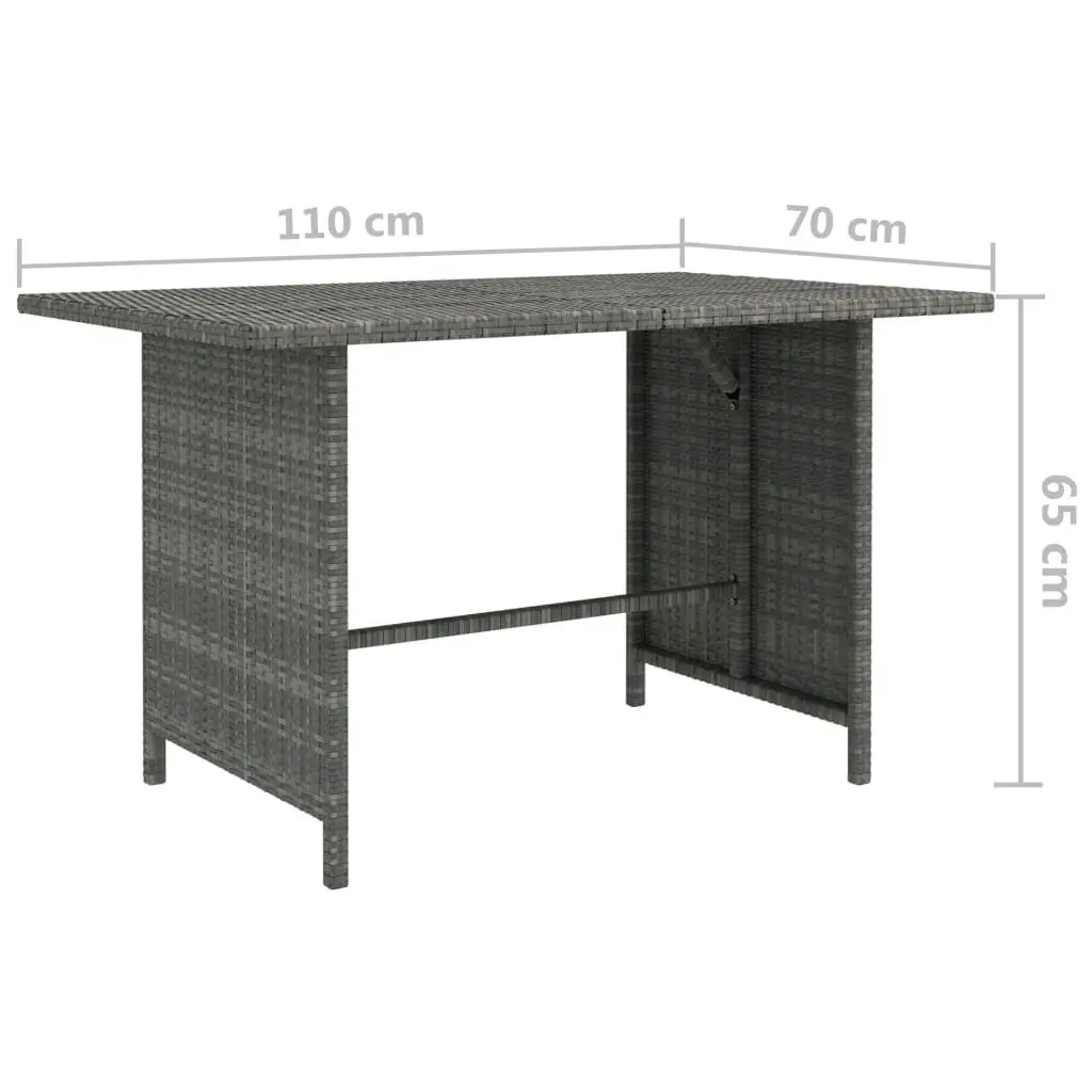 Garden Dining Table Grey 110x70x65 cm Poly Rattan 313497