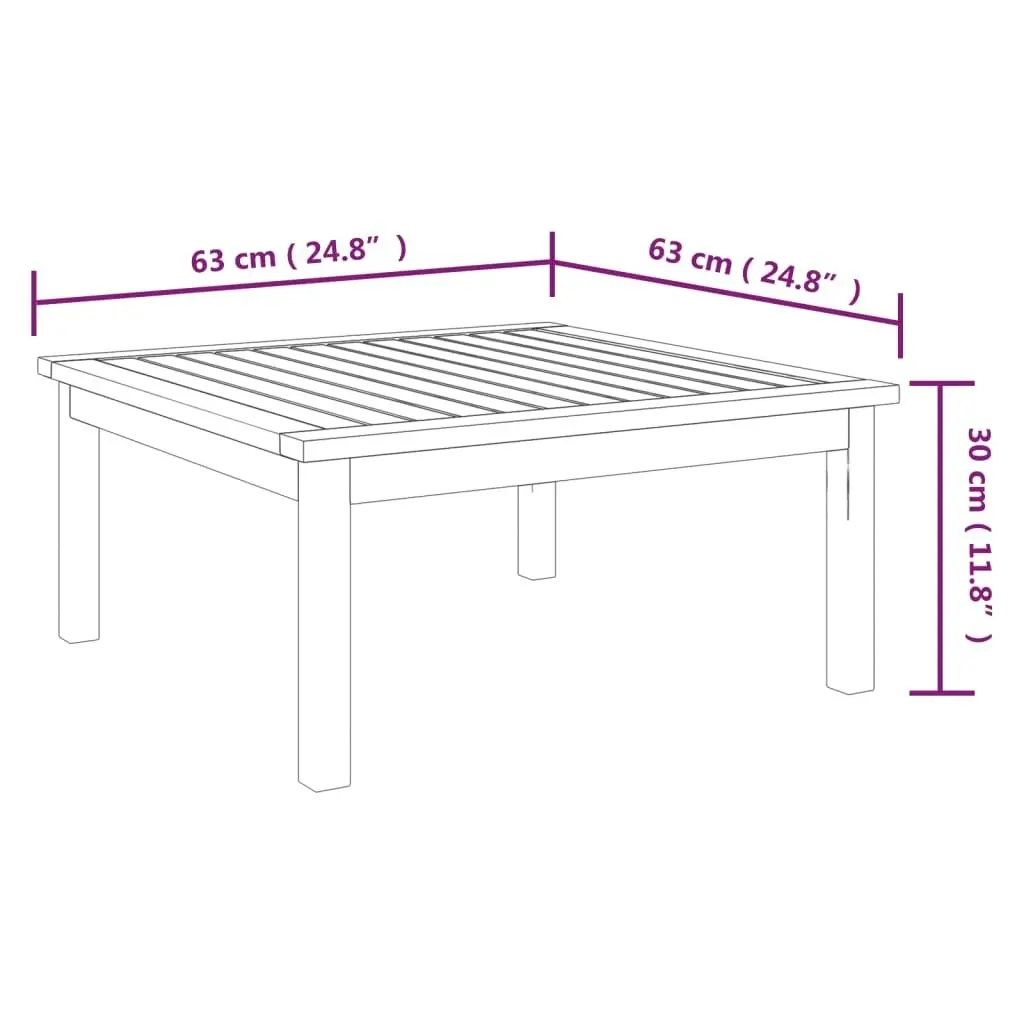 Garden Lounge Table 63x63x30 cm Solid Acacia Wood 312431