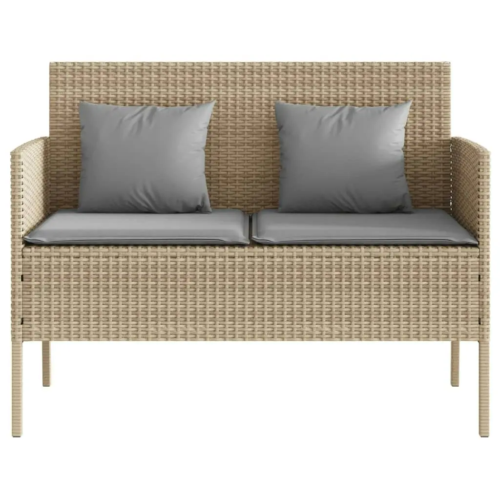 Garden Bench with Cushions Beige Poly Rattan 365775