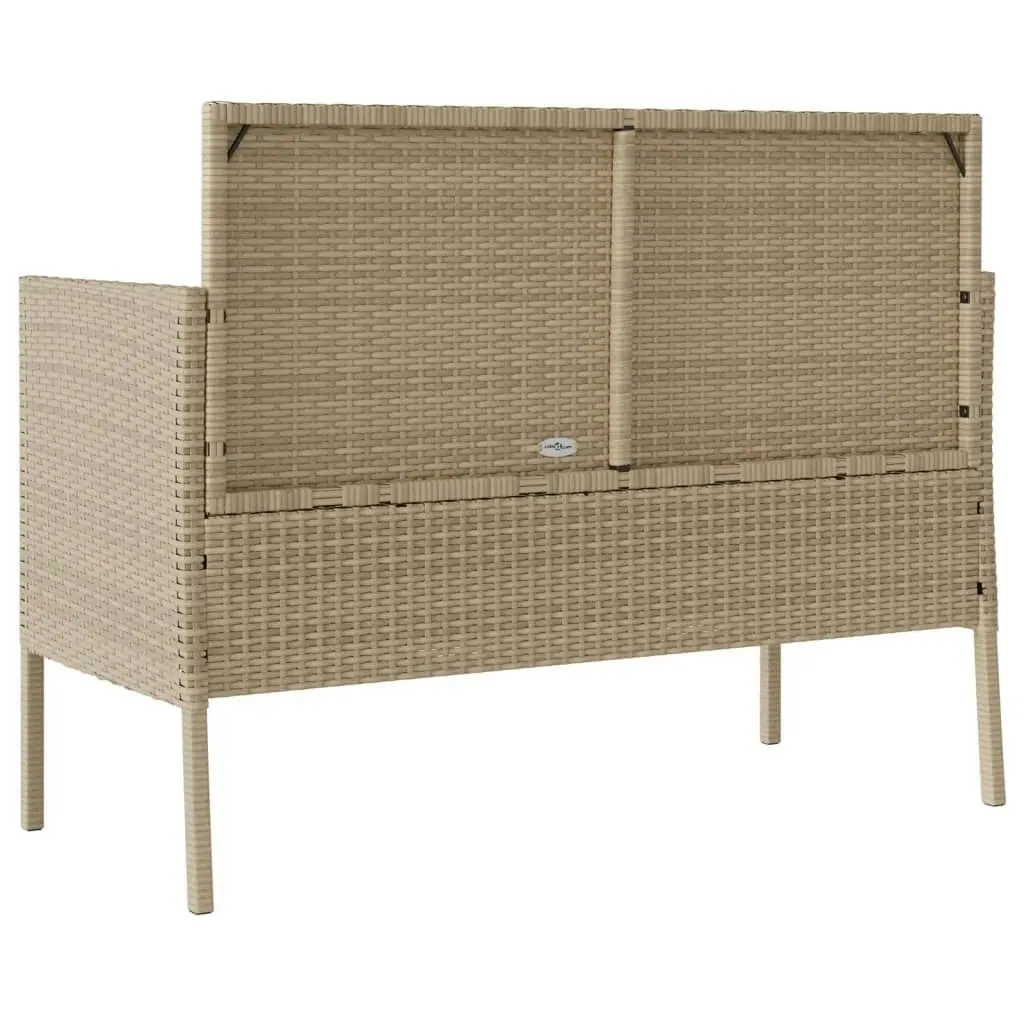 Garden Bench with Cushions Beige Poly Rattan 365775