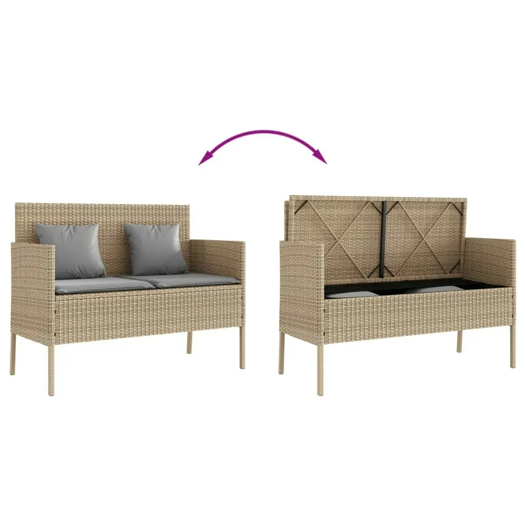 Garden Bench with Cushions Beige Poly Rattan 365775