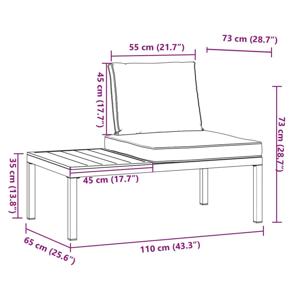 Garden Bench with Cushions Black Aluminium 4008571