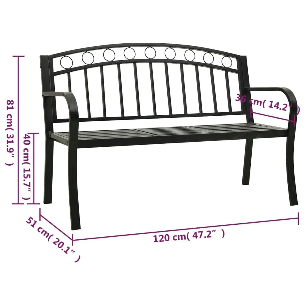 Garden Bench with Table Black 120 cm Steel 319584