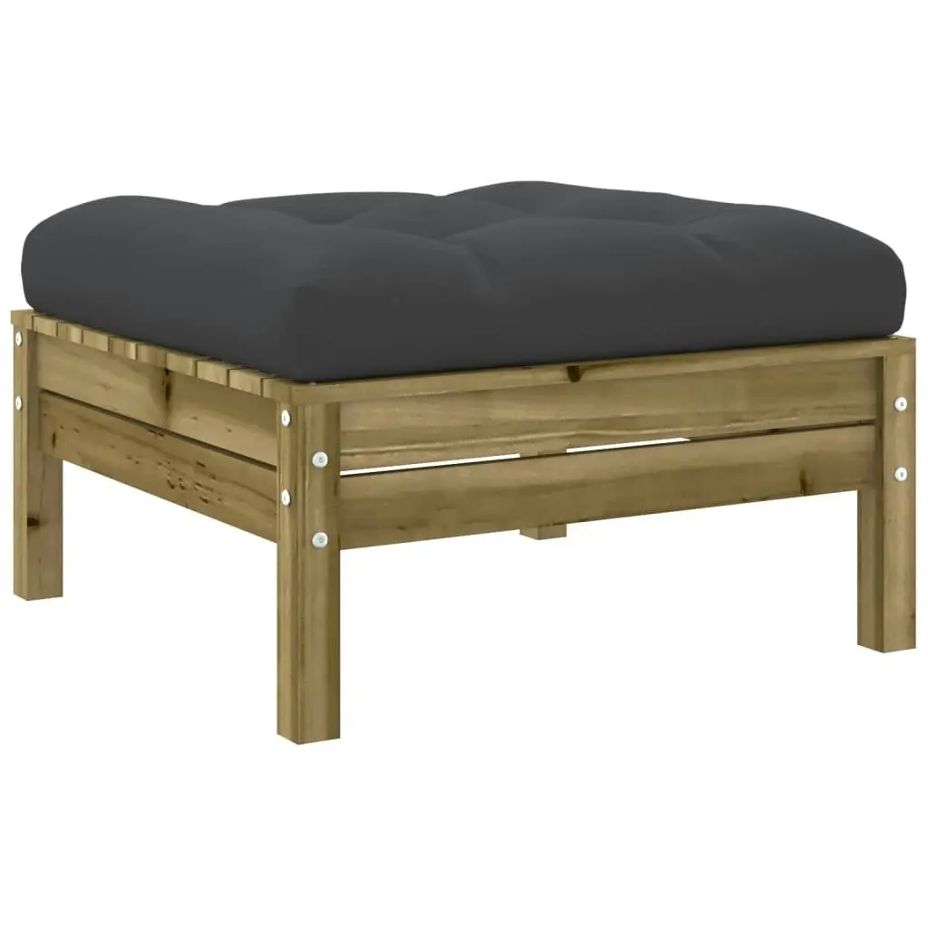 Garden Footstool with Cushion Impregnated Wood Pine 838168