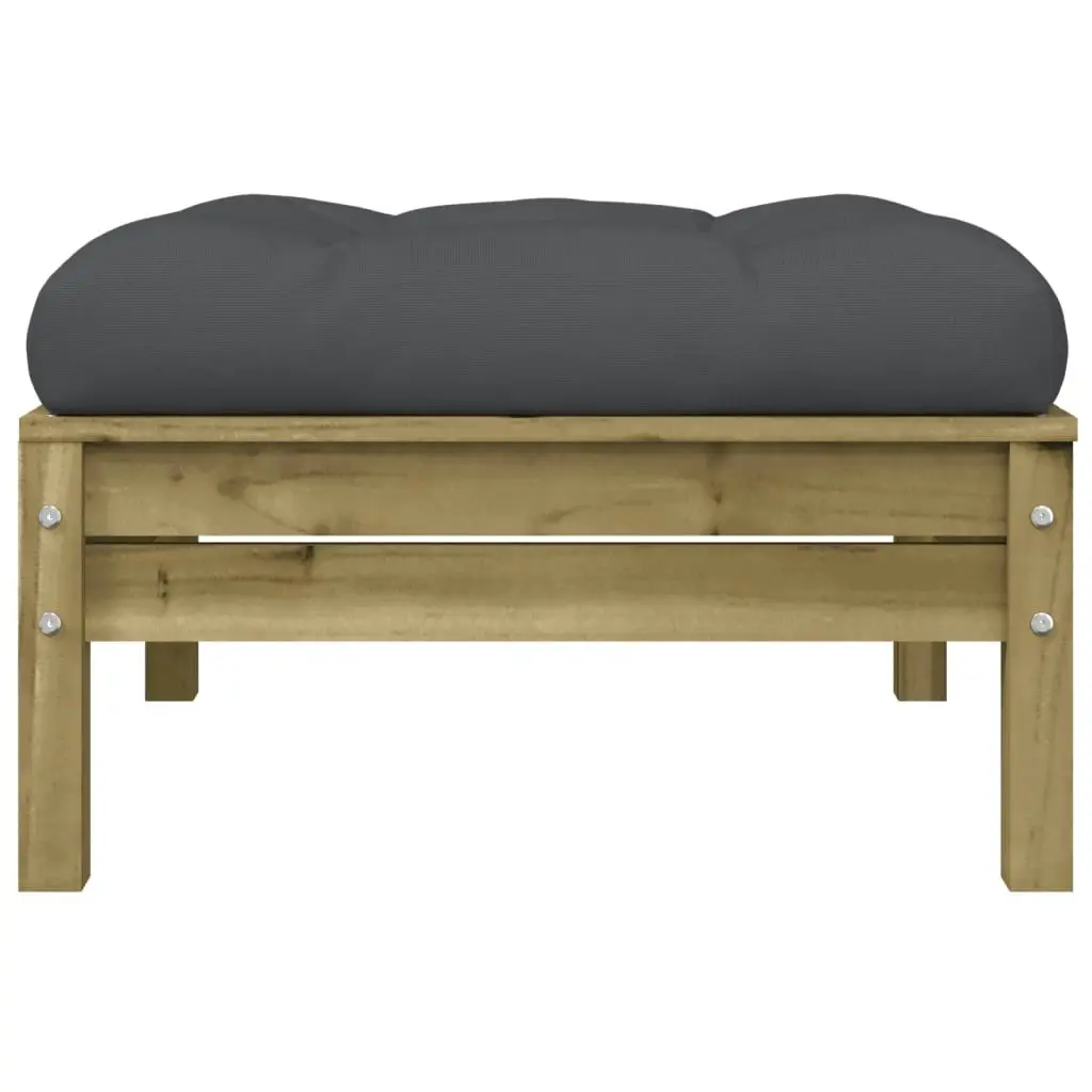 Garden Footstool with Cushion Impregnated Wood Pine 838168