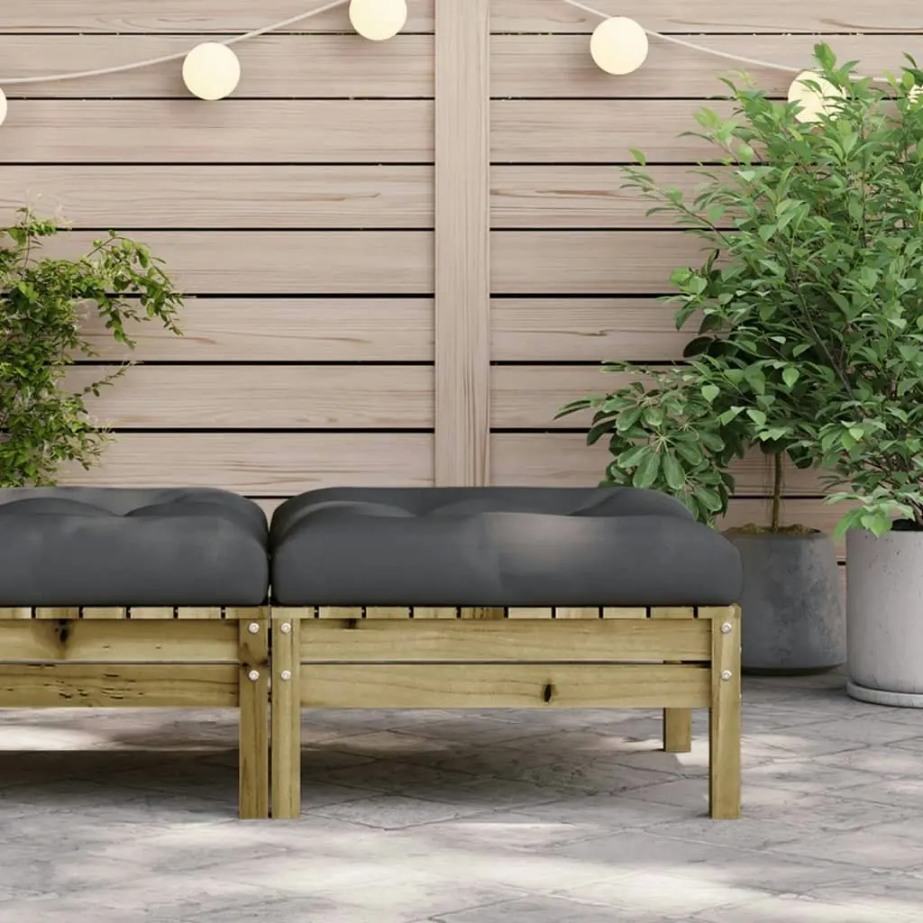 Garden Footstool with Cushion Impregnated Wood Pine 838168