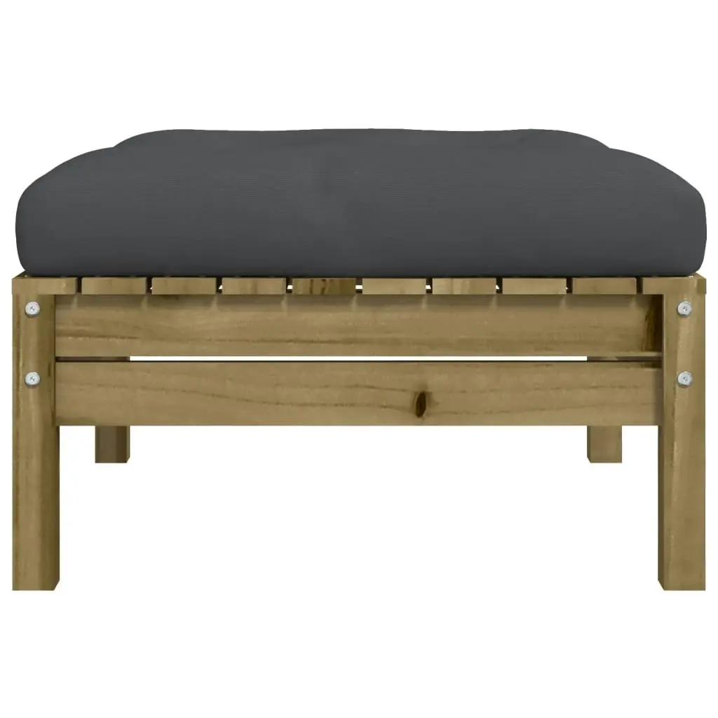 Garden Footstool with Cushion Impregnated Wood Pine 838168