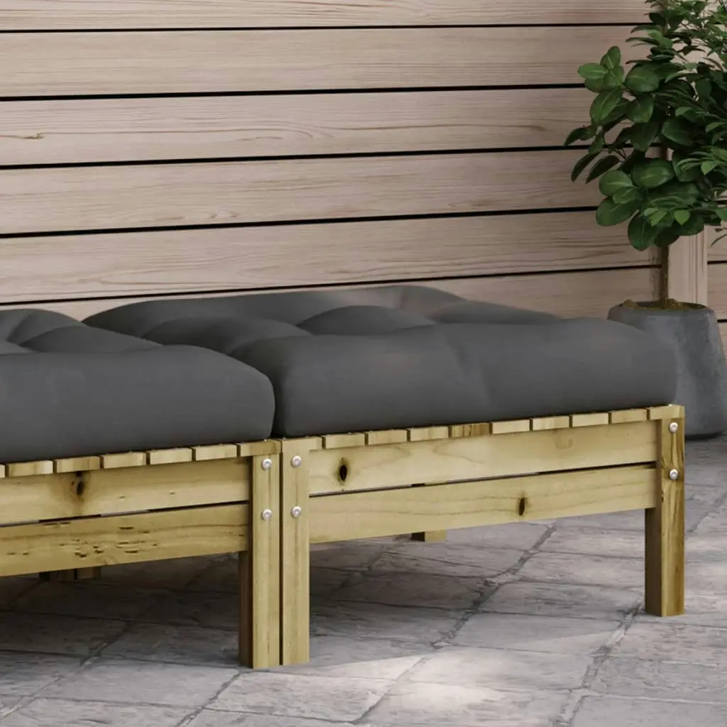 Garden Footstool with Cushion Impregnated Wood Pine 838168