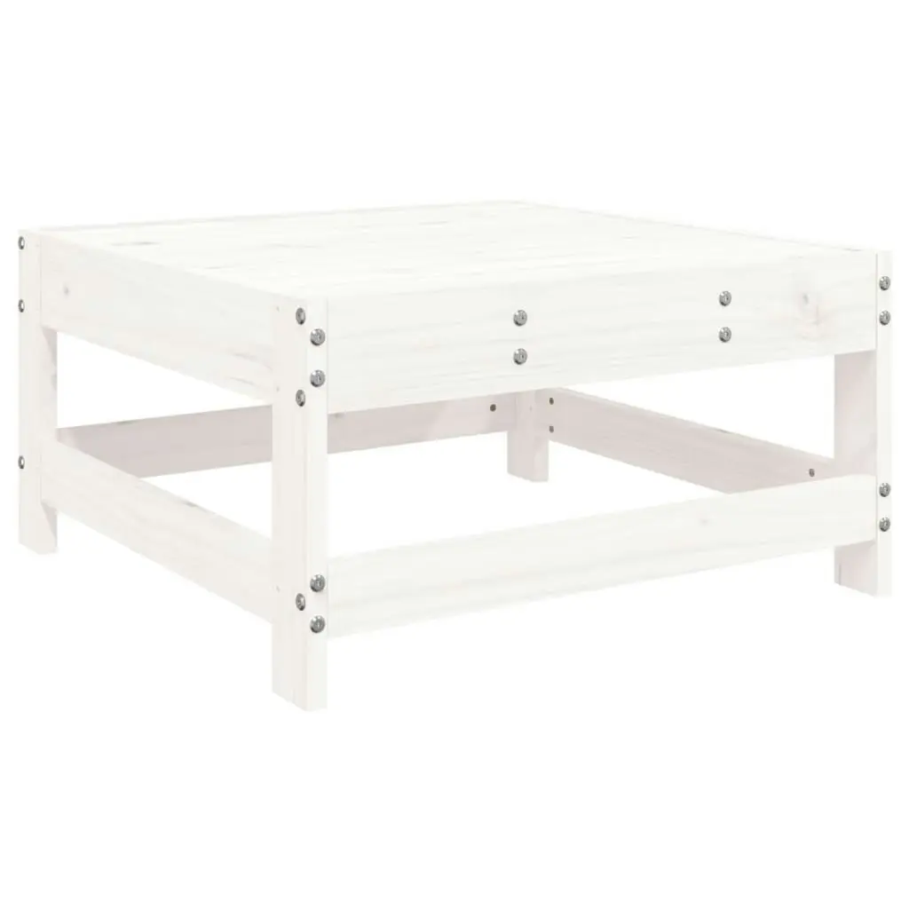 Garden Footstool with Cushion White Solid Wood Pine 825556