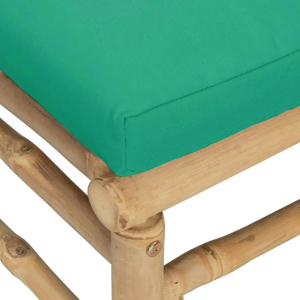 Garden Footstool with Green Cushion Bamboo 362295