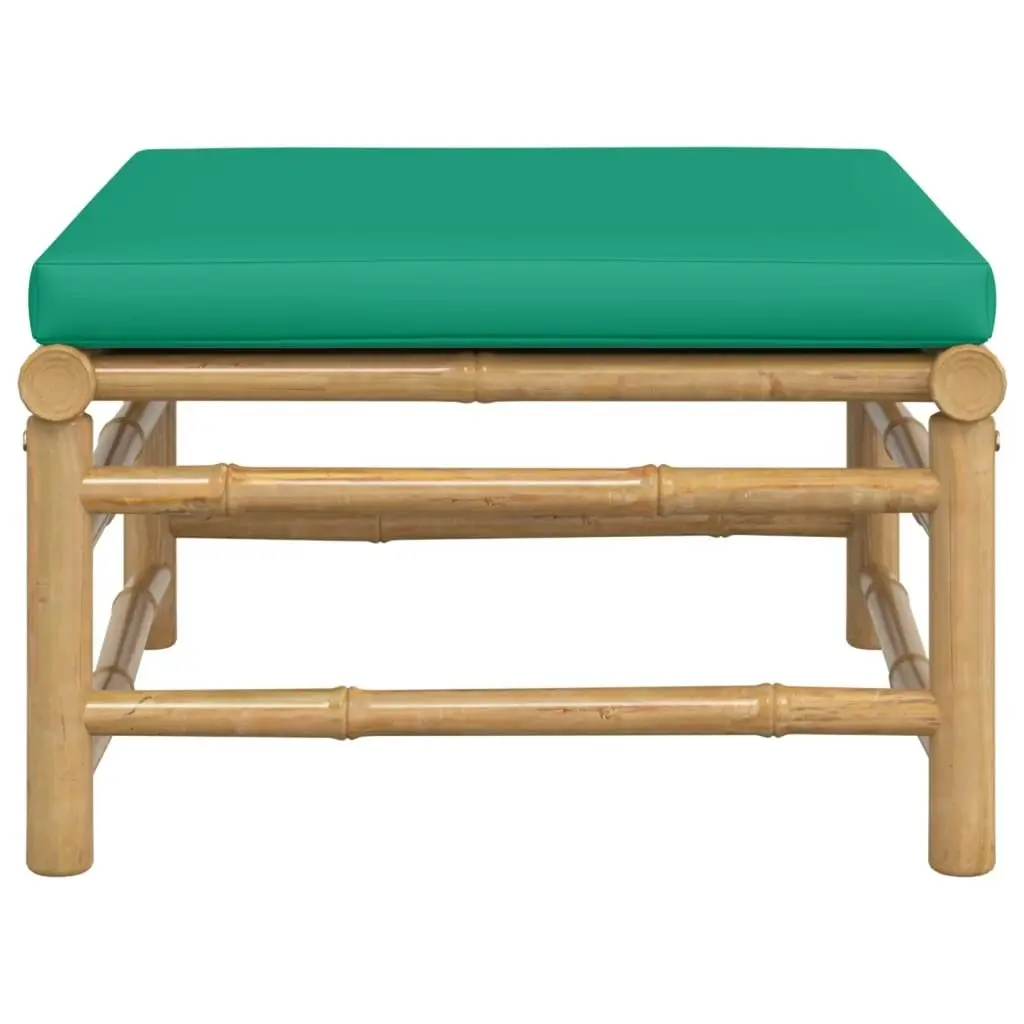 Garden Footstool with Green Cushion Bamboo 362295