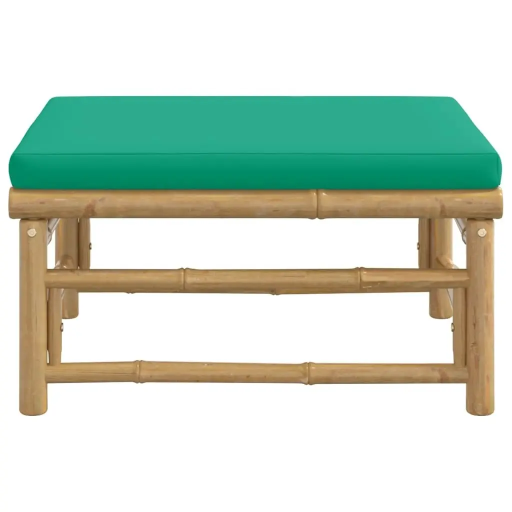 Garden Footstool with Green Cushion Bamboo 362295