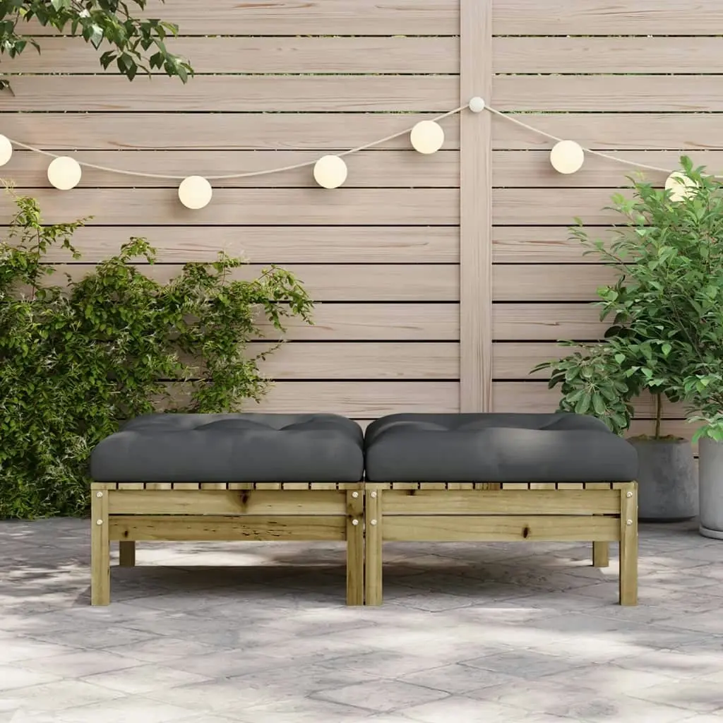 Garden Footstools with Cushions 2 pcs Impregnated Wood Pine 838172