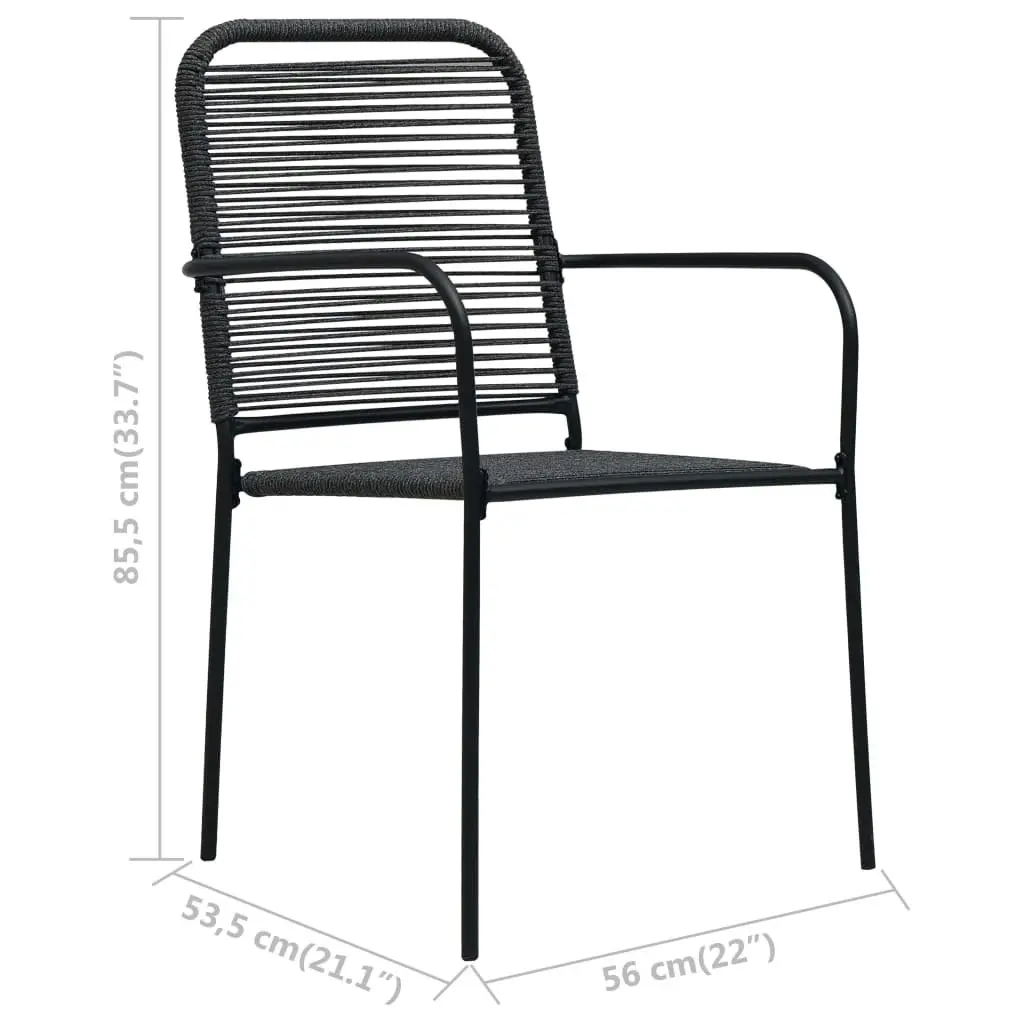 Garden Chairs 4 pcs Cotton Rope and Steel Black 312156