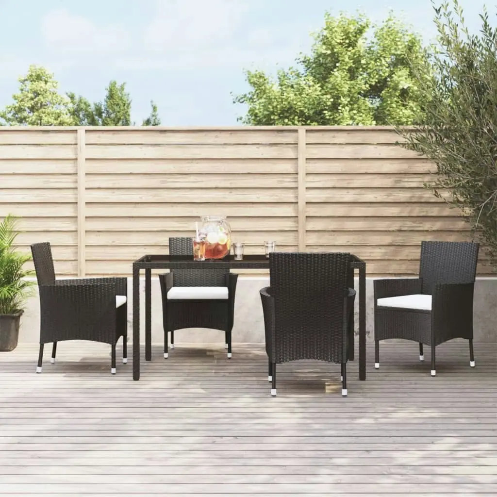 Garden Chairs with Cushions 4 pcs Poly Rattan Black 316688