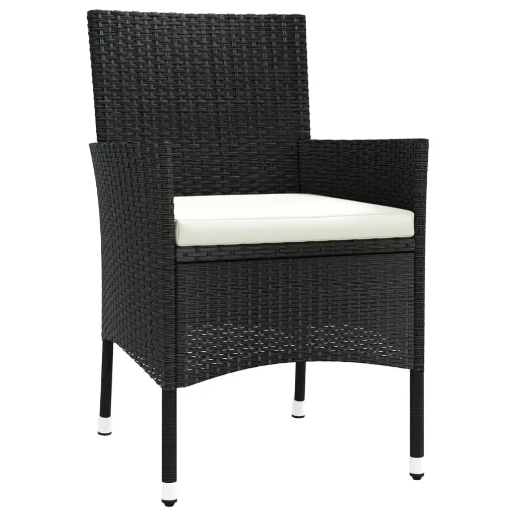 Garden Chairs with Cushions 4 pcs Poly Rattan Black 316688