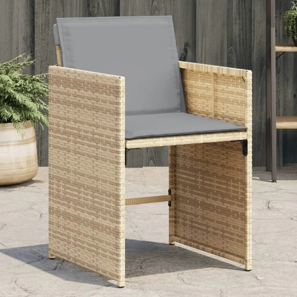 Garden Chairs with Cushions 4 pcs Mix Beige Poly Rattan 364989