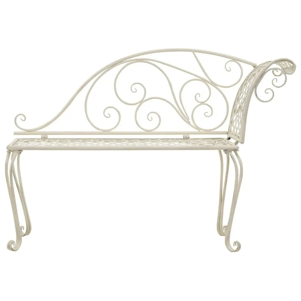 Garden Chaise Lounge 128 cm Metal Antique White 45431