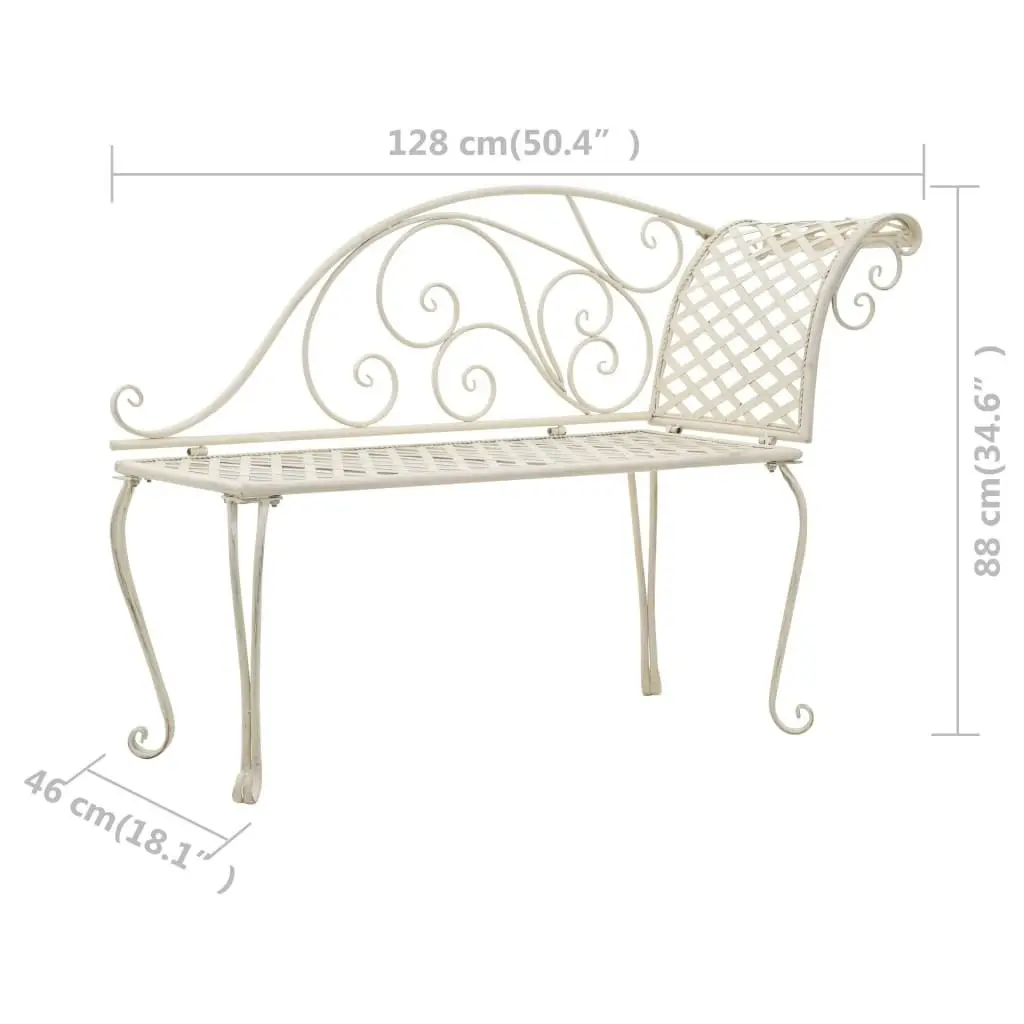 Garden Chaise Lounge 128 cm Metal Antique White 45431